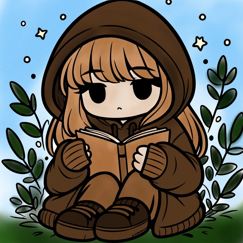 girl in oversized hoodie reading a book