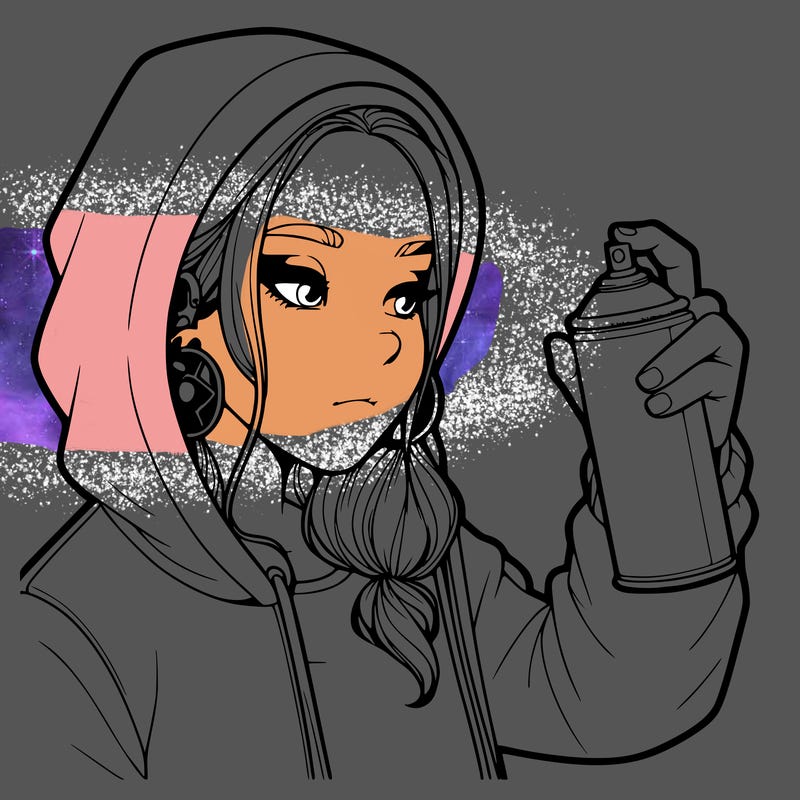 a realistic girl, spray painting