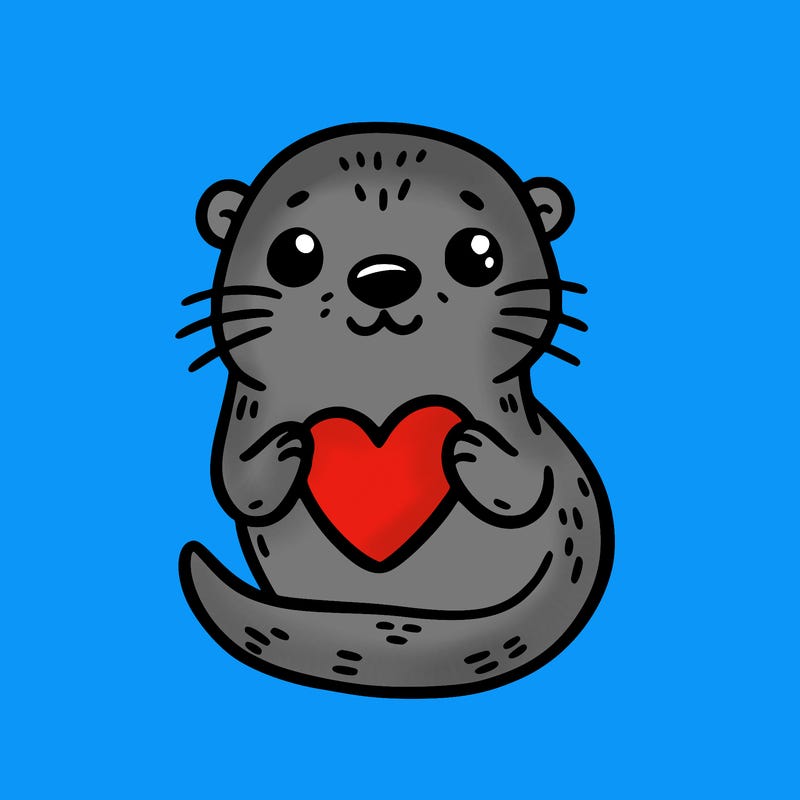 otter with a heart