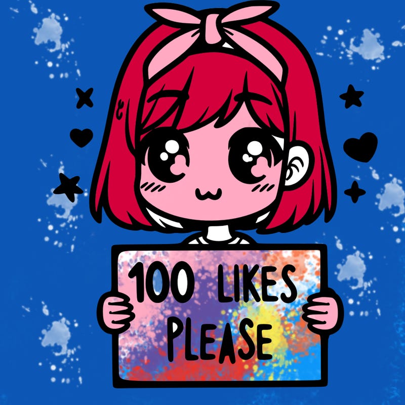 girl holding sign saying 100 likes please