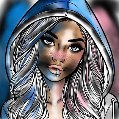 realistic beautiful girl with a hood on