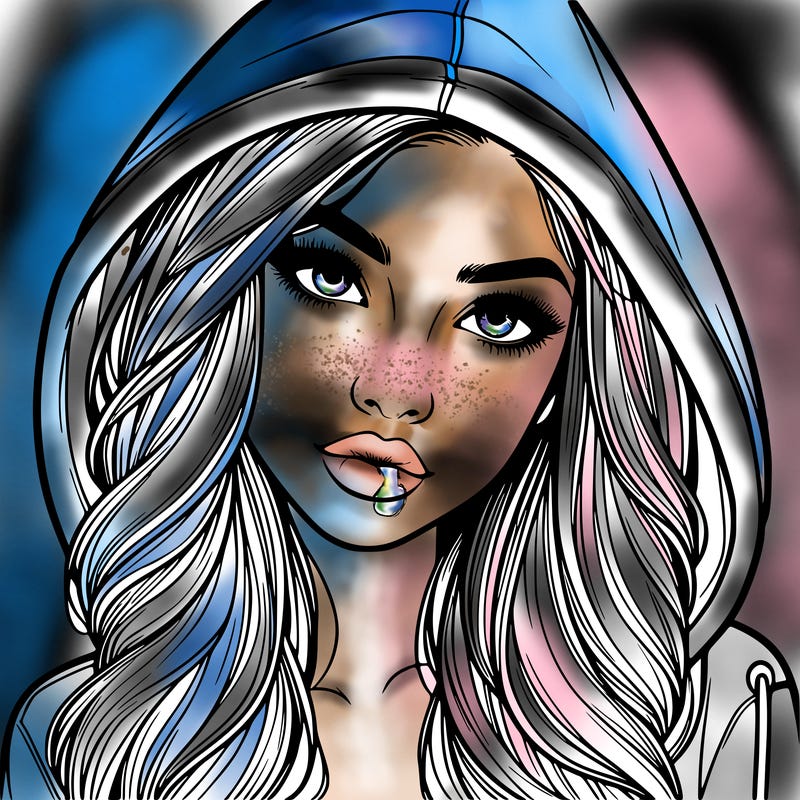 realistic beautiful girl with a hood on