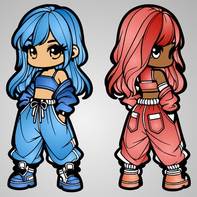 girl in crop top and baggy pants