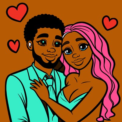 black man and white women in love realistic