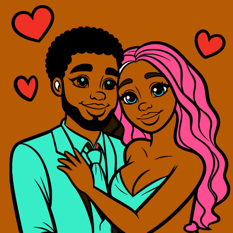 black man and white women in love realistic