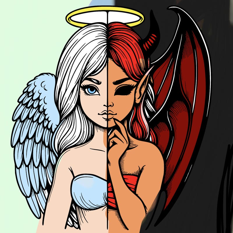 realistic angel half demon