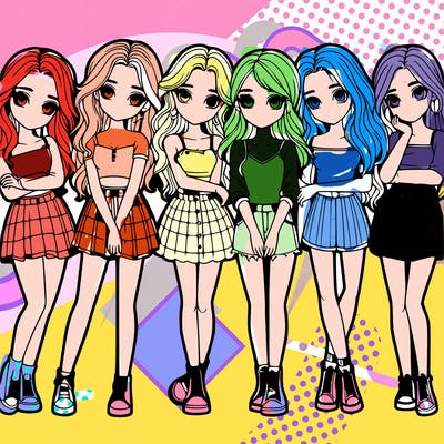 a group of girls realistic