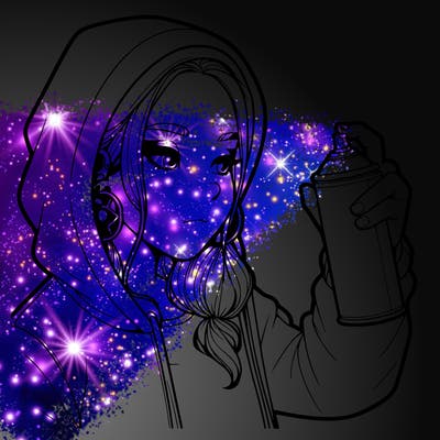 a realistic girl, spray painting