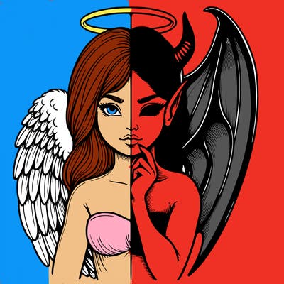 realistic angel half demon