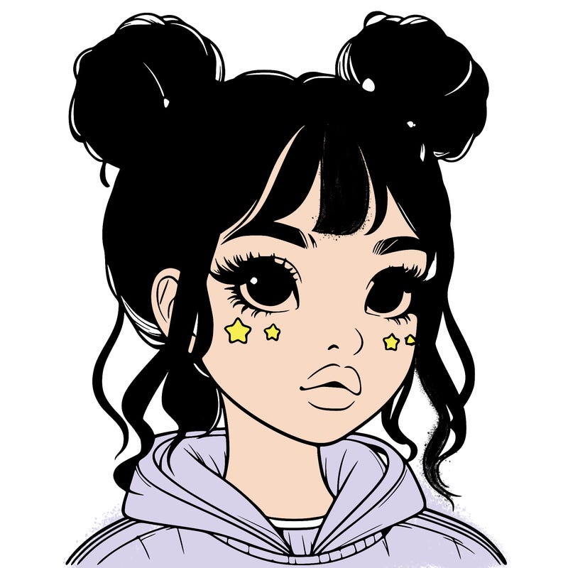 realistic girl with space buns
