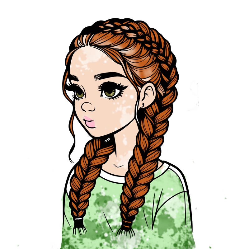 realistic girl with braids