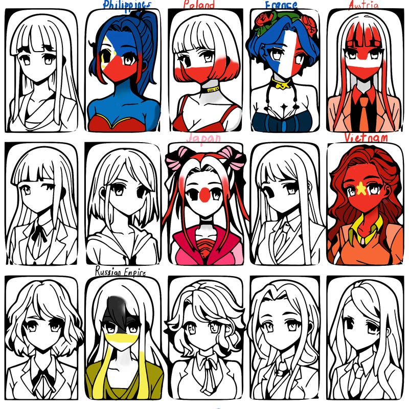 girls that look diffrent anime