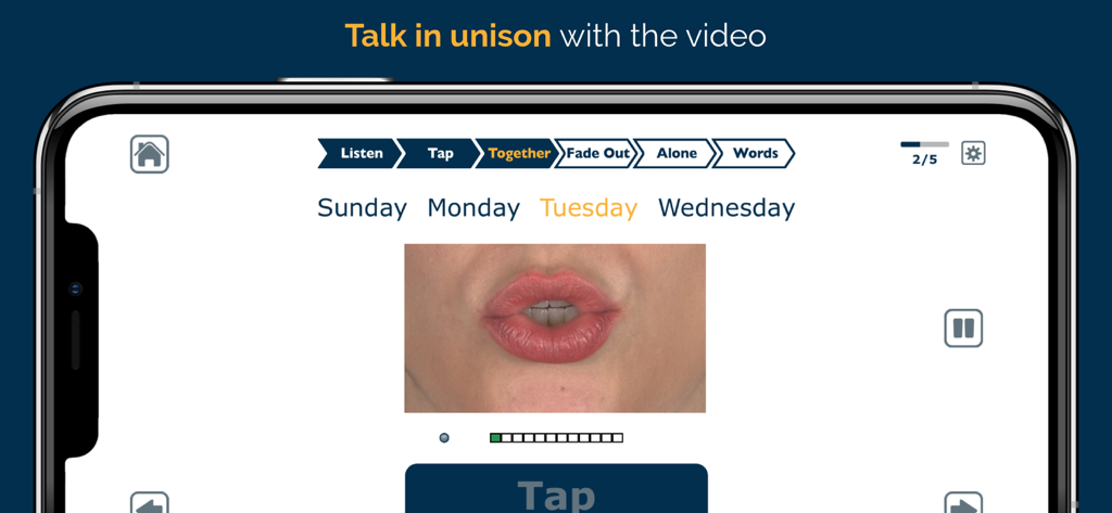 Apraxia Therapy - Apraxia Therapy app screen showing mouth video modeling for speech practice