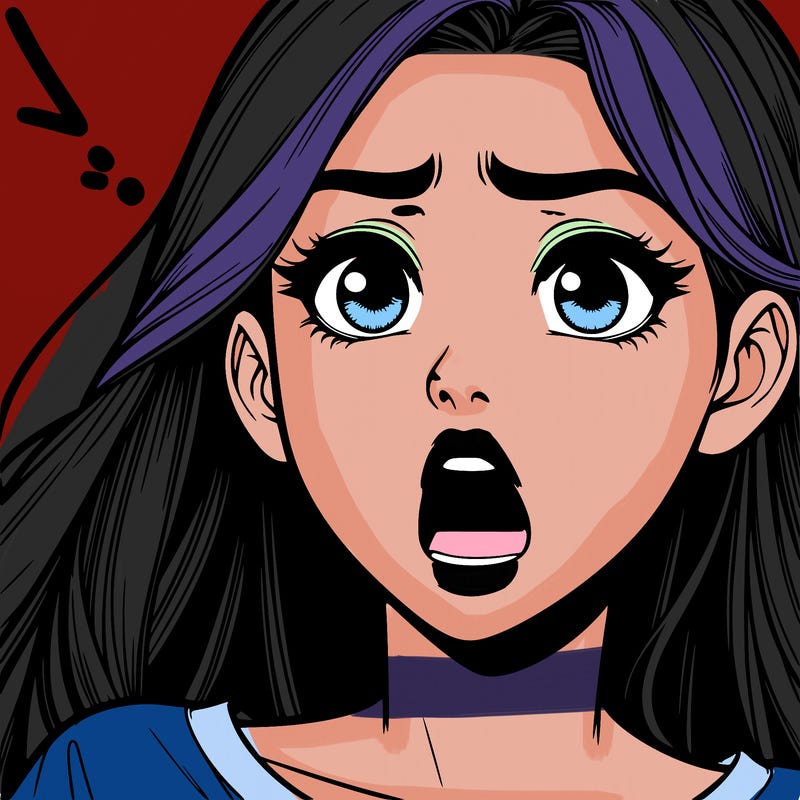 a shocked realistic girl