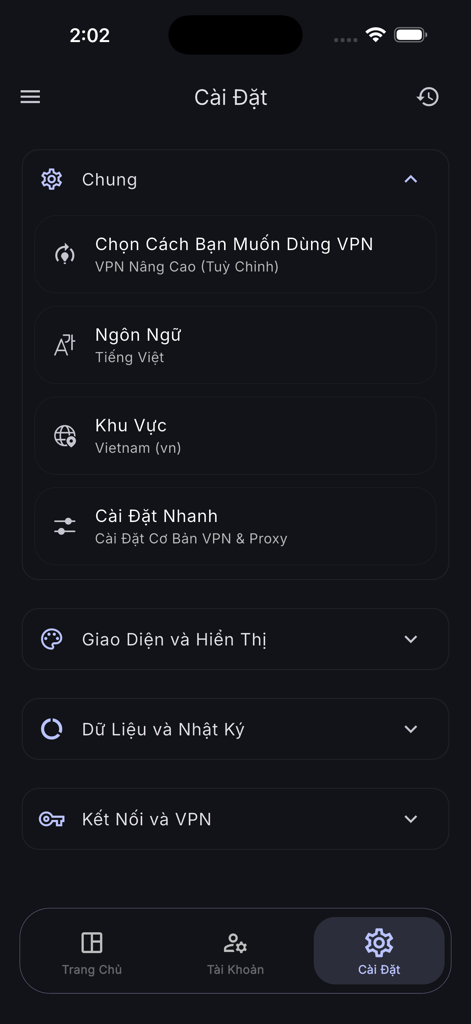 Platform Next - Unlimited VPN - Advanced settings menu for Platform Next VPN showing network configuration and routing options