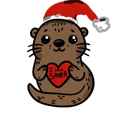 otter with a heart
