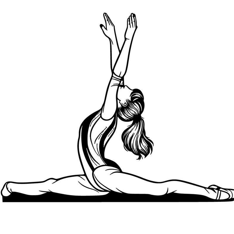 realistic gymnast doing splits with plain background