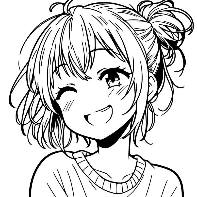 a manga girl smiling