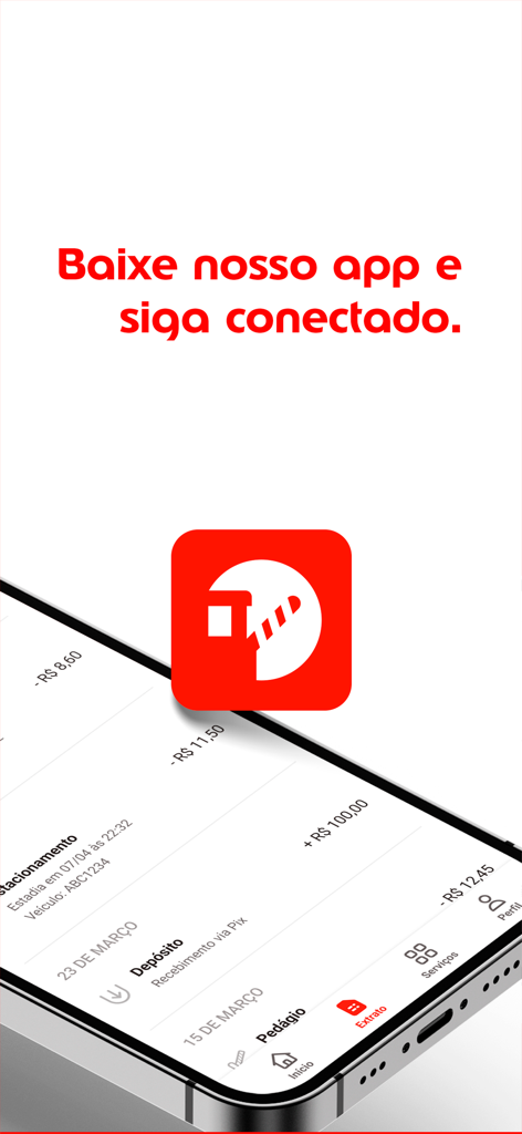 TAG Edenred - Interface do aplicativo de mobilidade TAG Edenred exibindo uma lista de transações de pedágio e estacionamento
