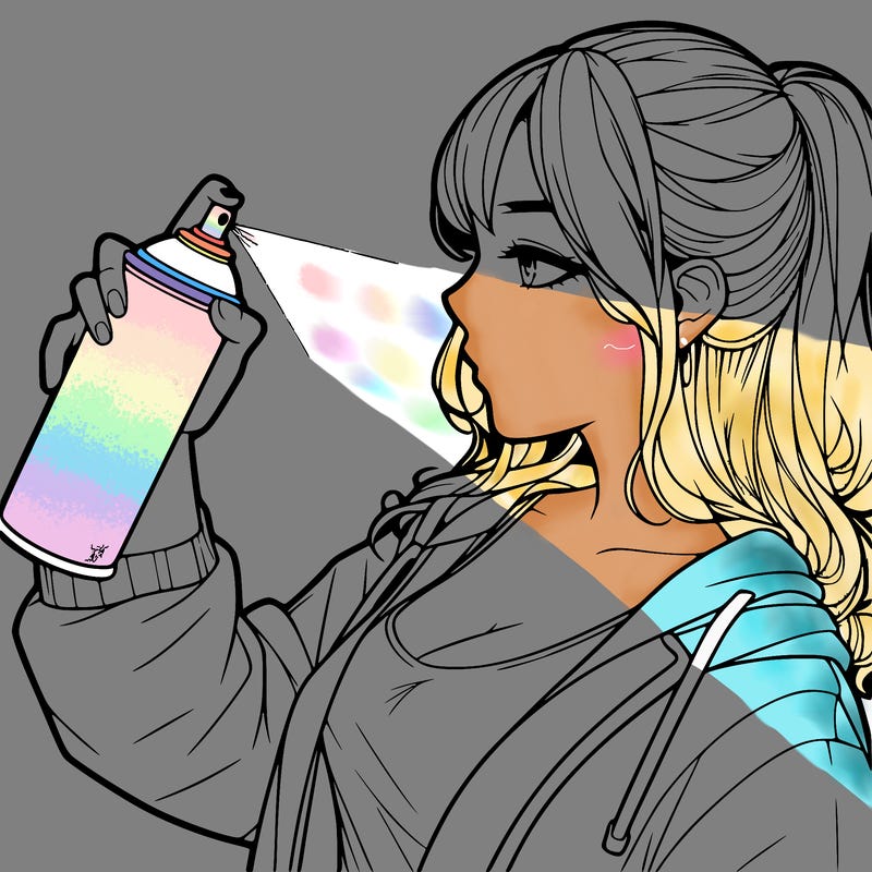 a realistic girl spray, painting