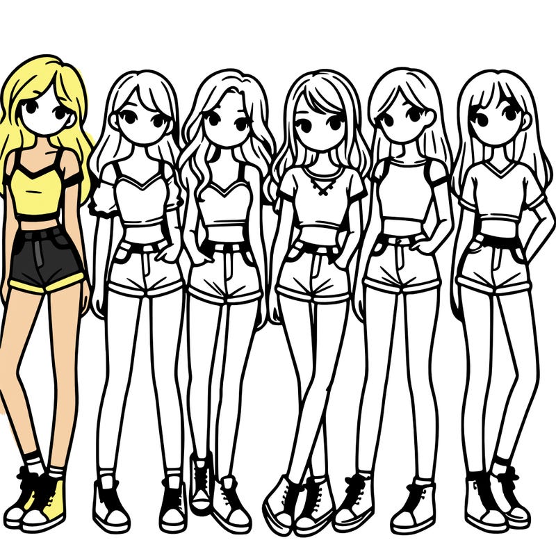 a group of girls wearing crop tops and shorts