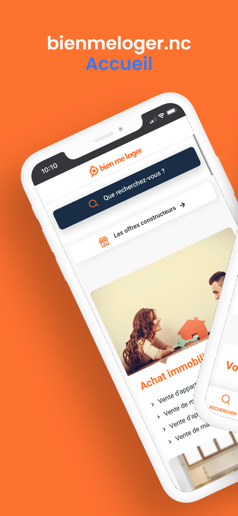 bienmeloger.nc - Home screen of bienmeloger.nc real estate app for New Caledonia