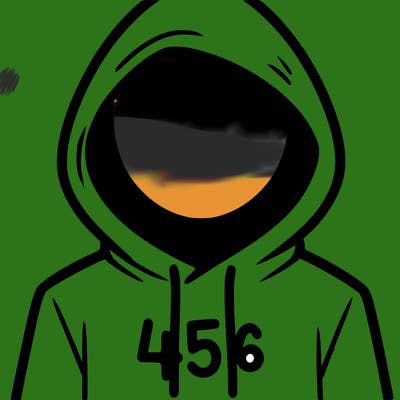 a person with non face waering a hoodie with a 456 symbol