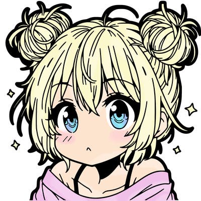 a manga girl with messy small buns