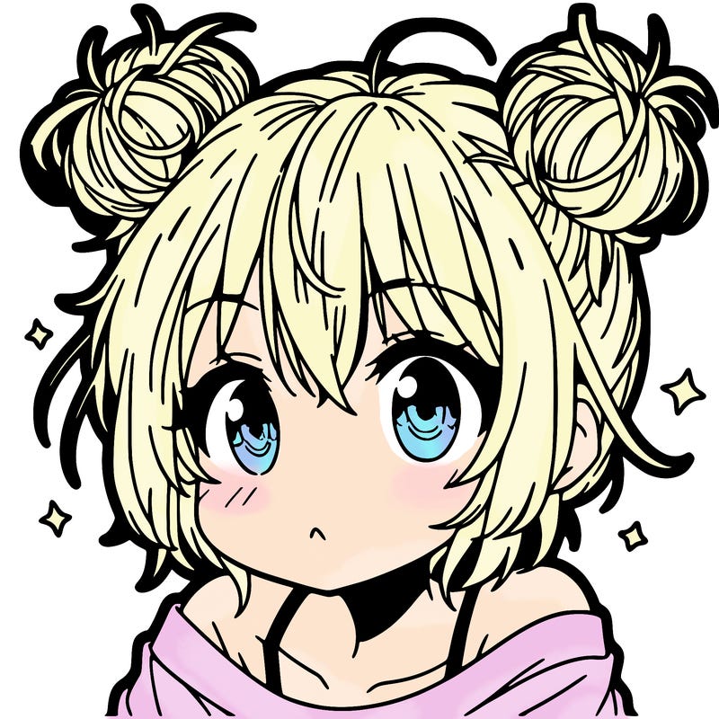 a manga girl with messy small buns