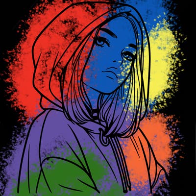 a realistic girl in a hoodie