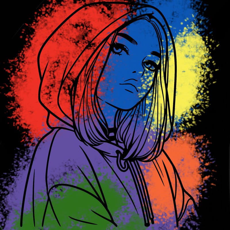 a realistic girl in a hoodie