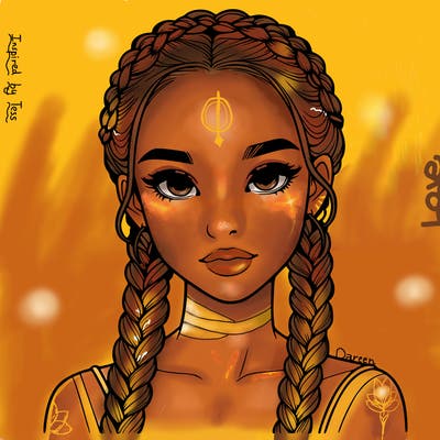 realistic girl with braids