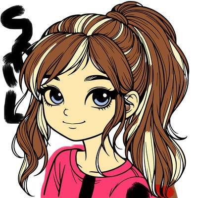 realistic girl with ponytail