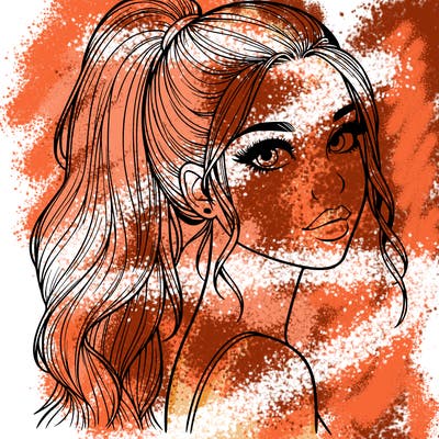 realistic pretty girl with high pony tail