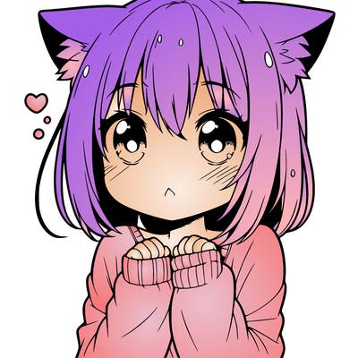 shy anime catgirl
