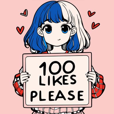 a girl holding a sign saying 100 likes please