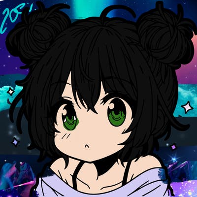 a manga girl with messy small buns