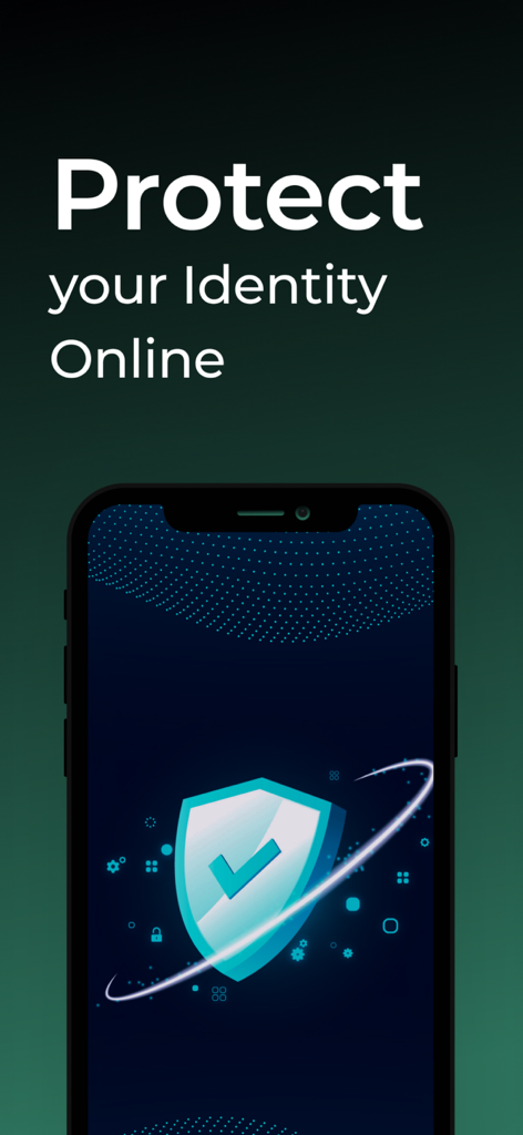 LightRay VPN mobile app screen showing the message Protect your Identity Online with a checkmarked shield icon