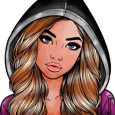 realistic beautiful girl with a hood on