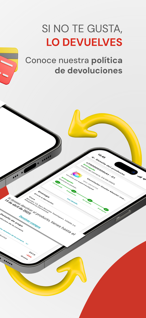 Elektra app screen showing the return policy and order details on an iPhone