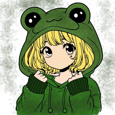 a cute teenage girl wearing a frog hoodie