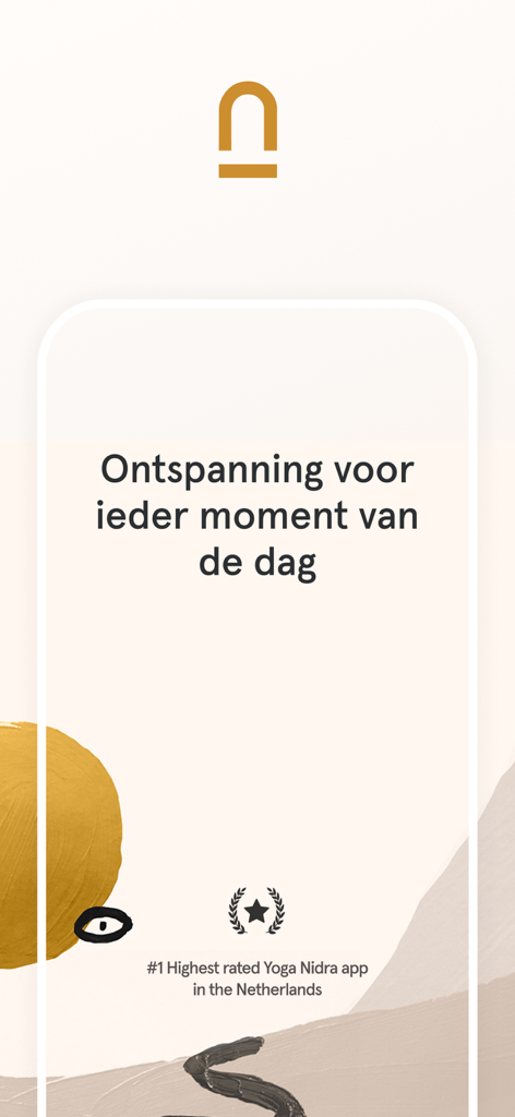 House of Deeprelax – Meditatie - House of Deeprelax app introduction screen featuring its top rating in the Netherlands