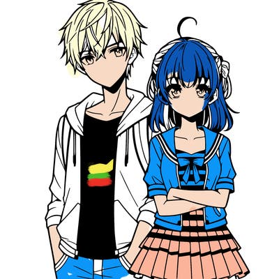 anime teen girl and boy