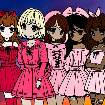 group of teen manga girls
