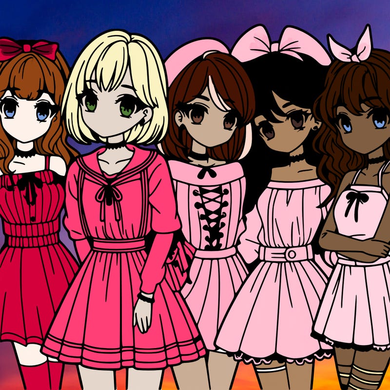 group of teen manga girls