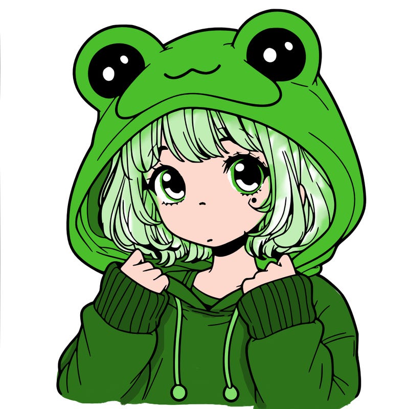 a cute teenage girl wearing a frog hoodie
