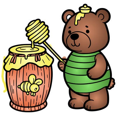 a bear with a honey pot