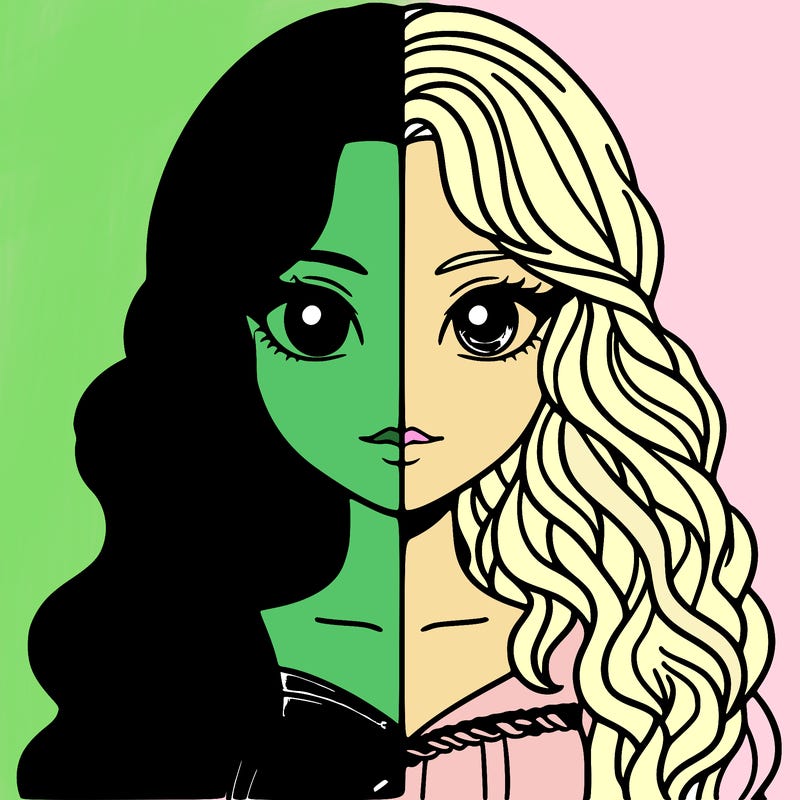 alphaba and glenda half and half