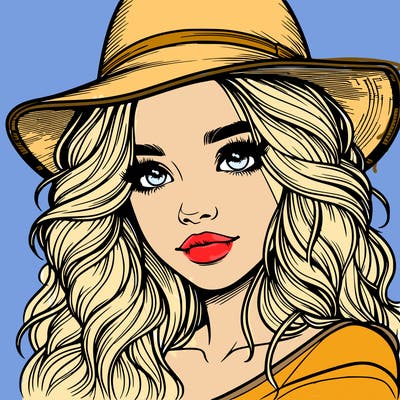 realistic girl with hat