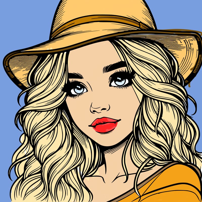 realistic girl with hat